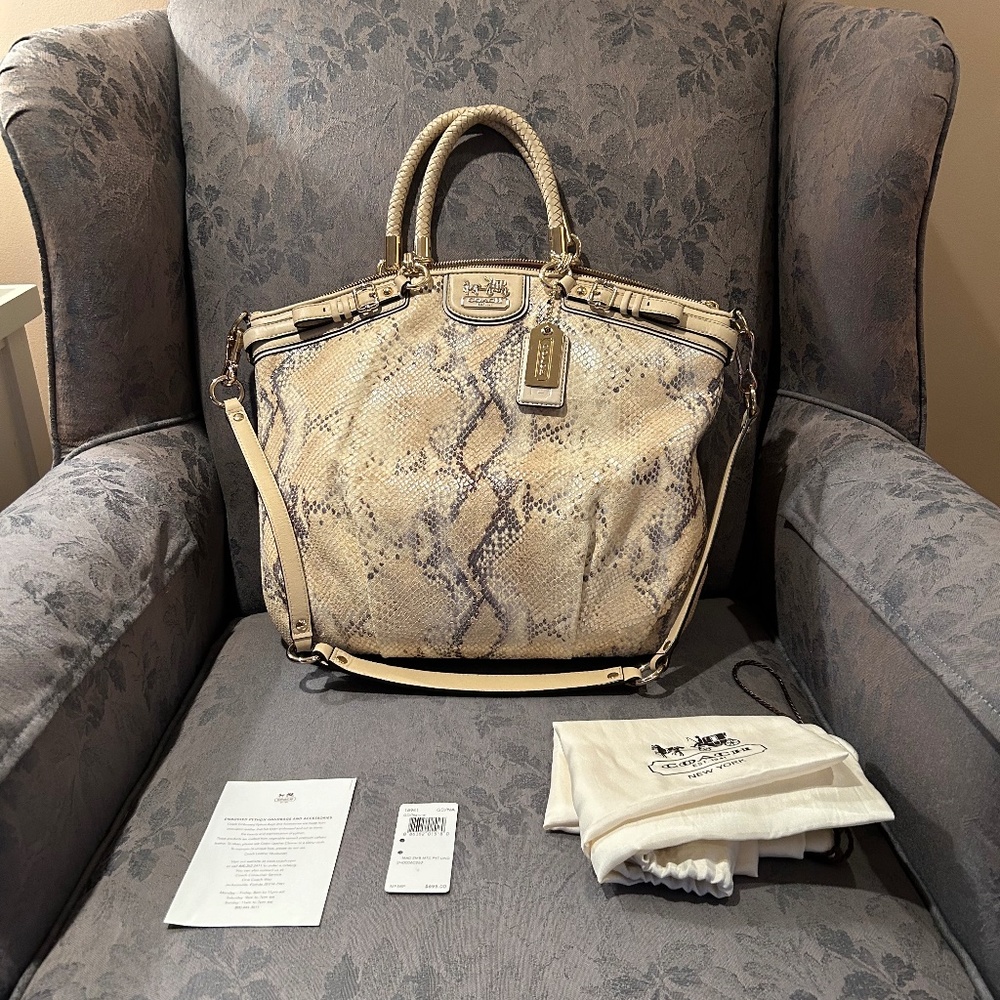 Coach Madison Python Embossed Leather Lindsey #18… - image 1